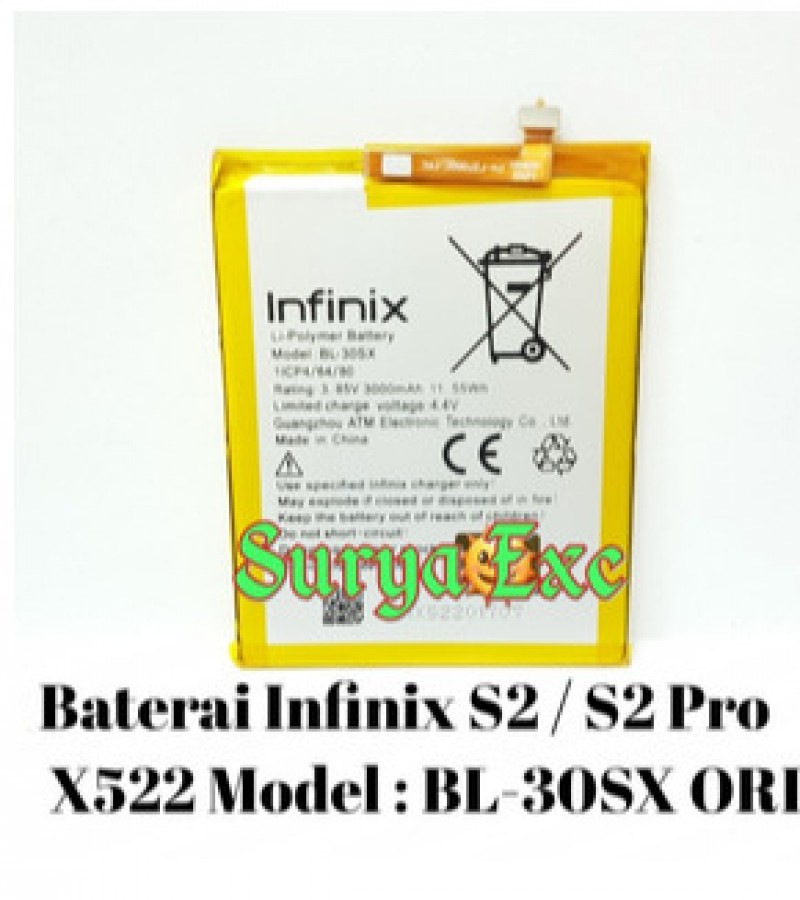 Infinix BL-30SX Battery for X522 HOT S2 with 3000 mAh Capacity-Silver