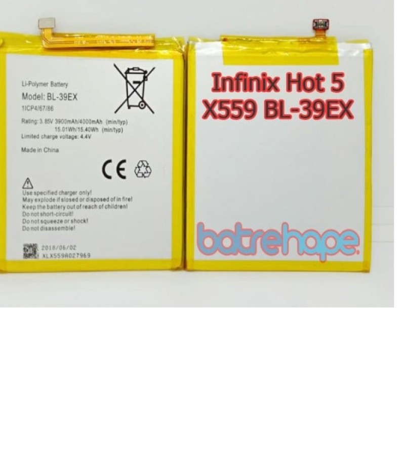 Infinix BL-39EX Battery for Infinix HOT 5 X559 X559C with 4000 mAh Capacity-Silve
