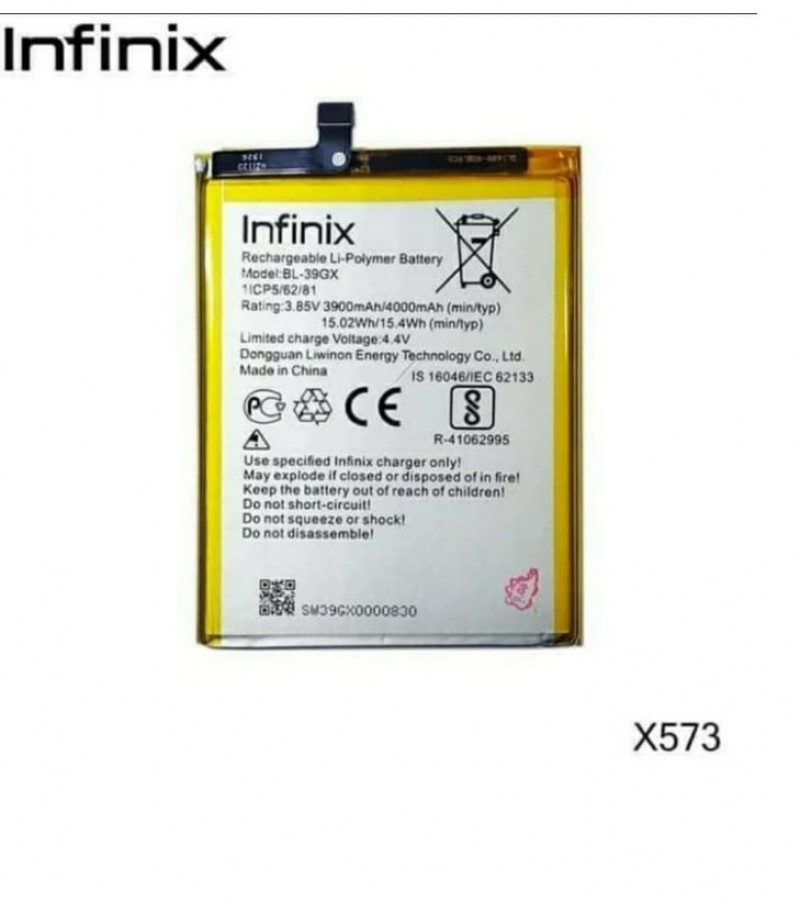 Infinix BL-39GX Battery for Hot S3 X573 / Hot 6Pro X608 with 3900/4000 mAh Capacity-Silver