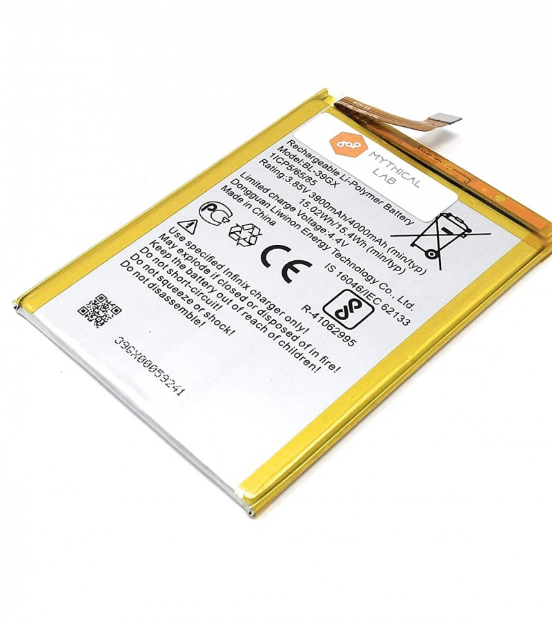 Infinix BL-39GX Battery for Hot S3 X573 / Hot 6Pro X608 with 3900/4000 mAh Capacity-Silver