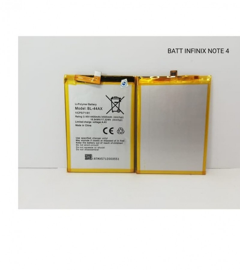 Infinix BL-44AX Battery for Infinix Note 4 Pro X571 with 4400/4500 mAh Capacity-Silve
