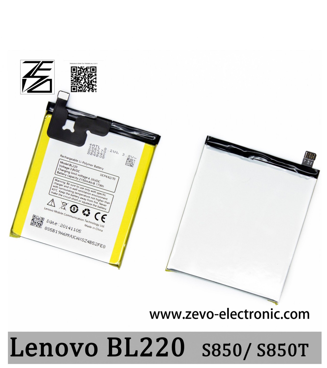 Lenovo BL220 battery For Lenovo S850 S850T with 2150 mAh Capacity- Black