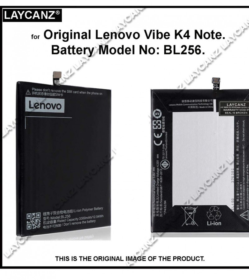 Lenovo BL256 battery For Lenovo Vibe X3 Lite , K4 Note with 3300 mAh Capacity- Black