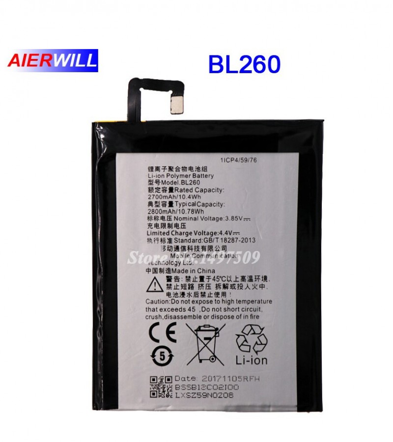 Lenovo BL260 battery For Lenovo Vibe S1 Lite with 2700 mAh Capacity- Black