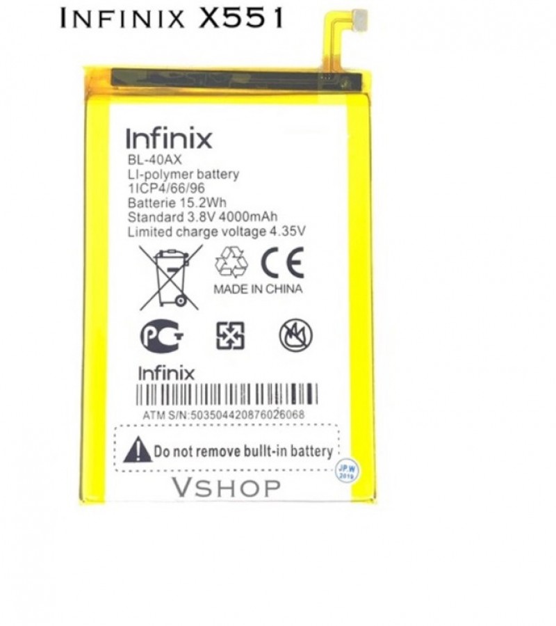 nfinix BL-40AX Battery for Infinix HOT Note X551 with 4000 mAh Capacity-Silve