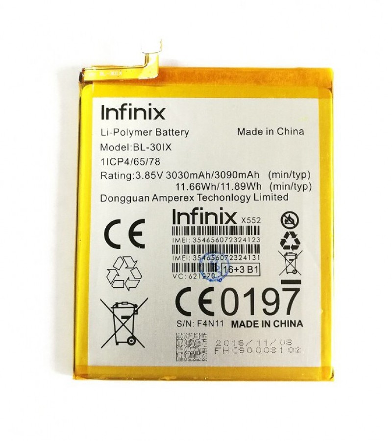 Infinix BL-30IX Battery for Zero 3 X552 with 3090 mAh Capacity-Silver